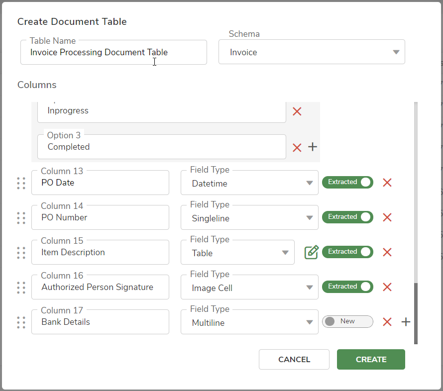 Create Document Table | JIFFY.ai